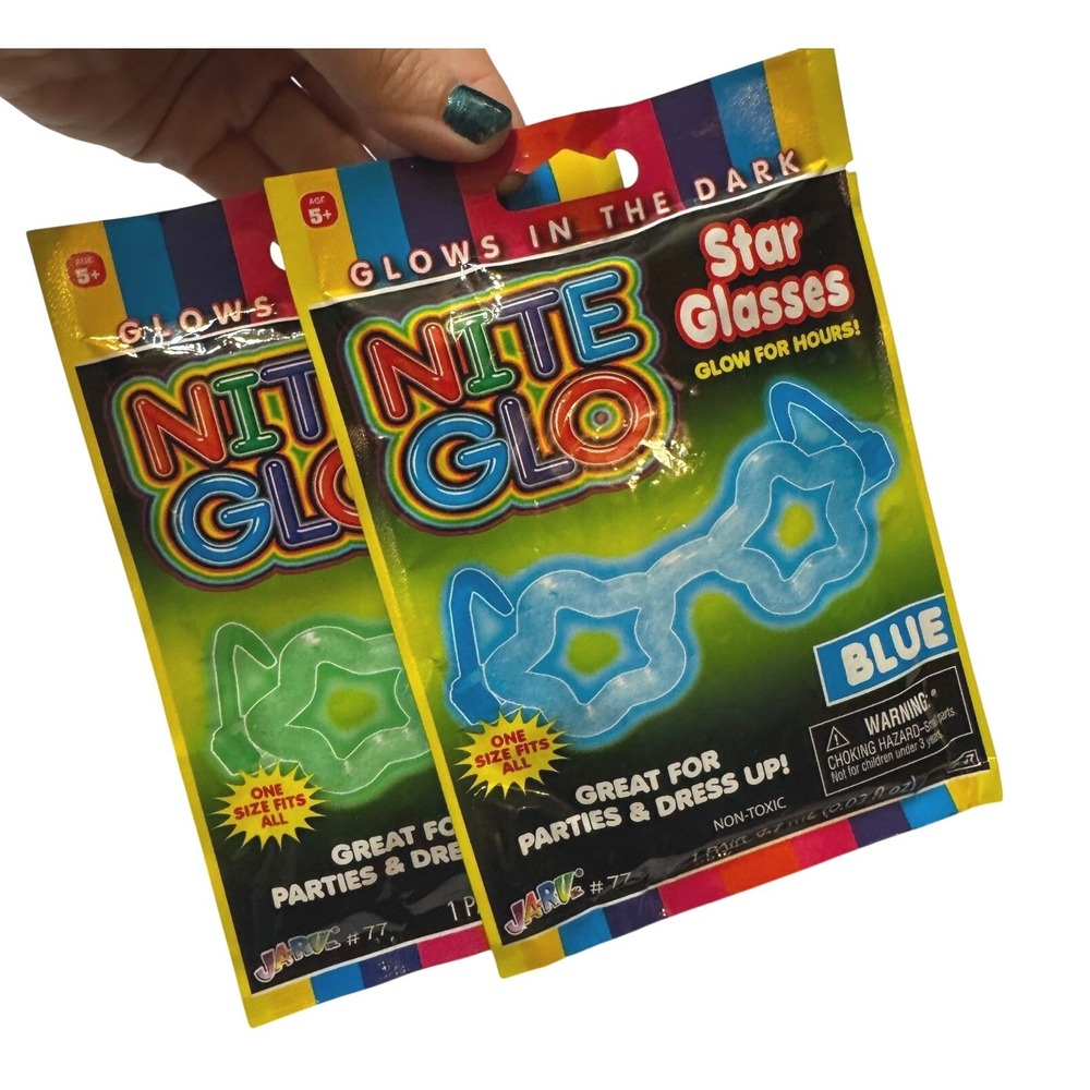 $3 BUNDLE ITEM Nite Glo Star Glasses Glow In The Dark Party Favors 2 Pack #77